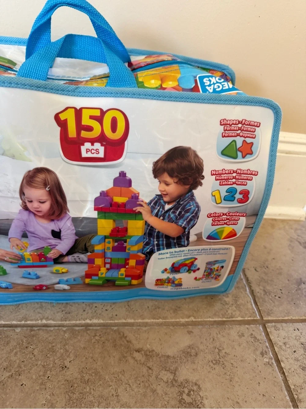 Mega Bloks 150-Piece Colorful Building Set - Blue Carry Case Kids Toddlers Boys